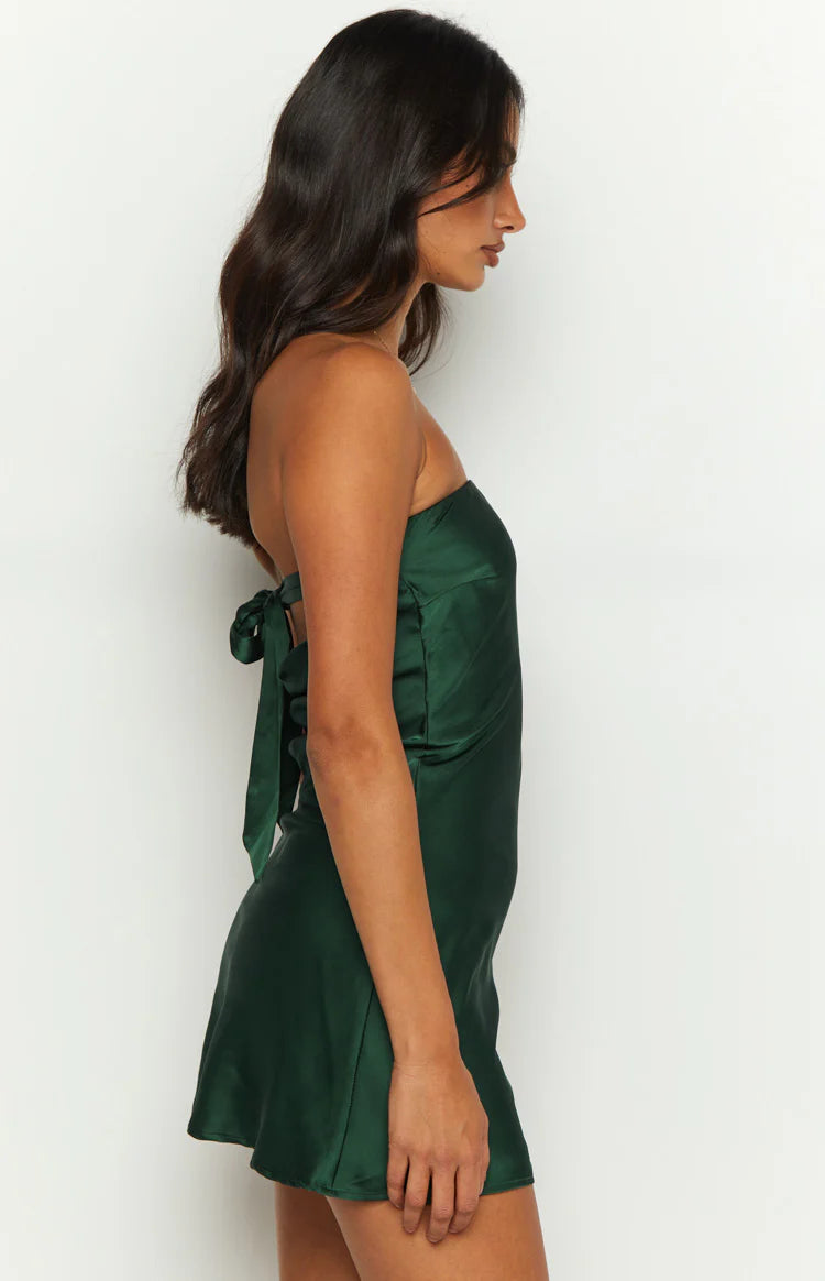 Ellie Forest Green Strapless Mini Dress - US 12 | Beginning Boutique Exclusive Ellie Forest Green Strapless Mini Dress - US 12 | Beginning Boutique Exclusive