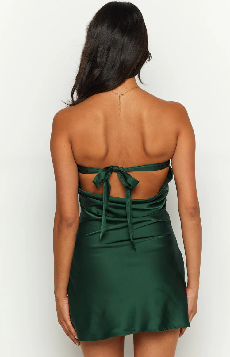 Ellie Forest Green Strapless Mini Dress - US 12 | Beginning Boutique exclusive Ellie Forest Green Strapless Mini Dress - US 12 | Beginning Boutique exclusive