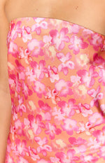 Ellie Orange Floral Strapless Mini Dress Image