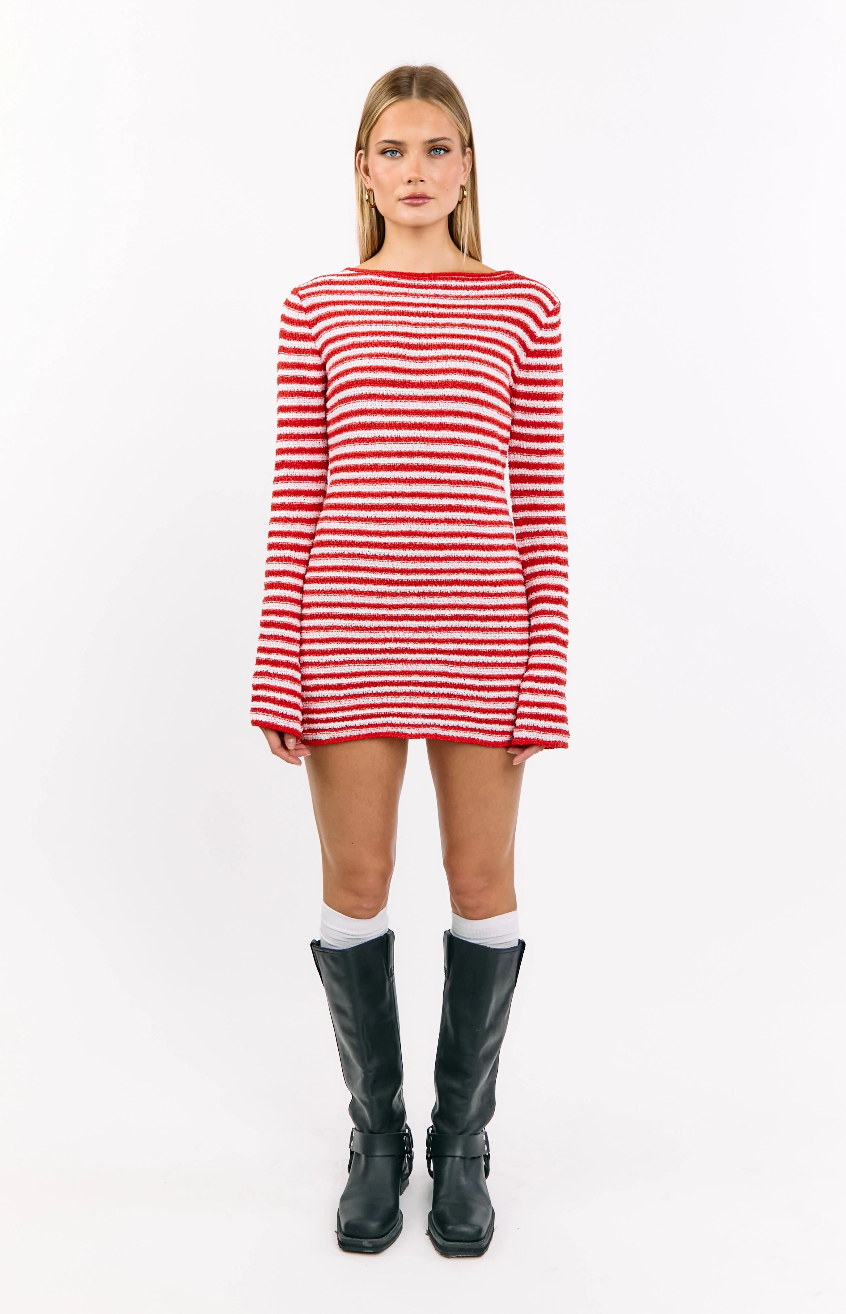 open lace back dress Long Sleeve Asymmetric Stripe Poplin Shirt Dress