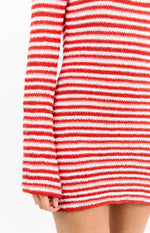 Elmer Red Stripe Long Sleeve Knit Mini Dress Image