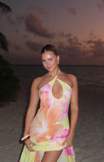 Elowen Yellow Hibiscus Floral Halter Maxi Dress Image