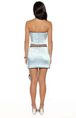 Elvi Blue Satin Corset Top