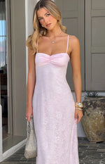 Ely Pink Lace Maxi Formal Dress