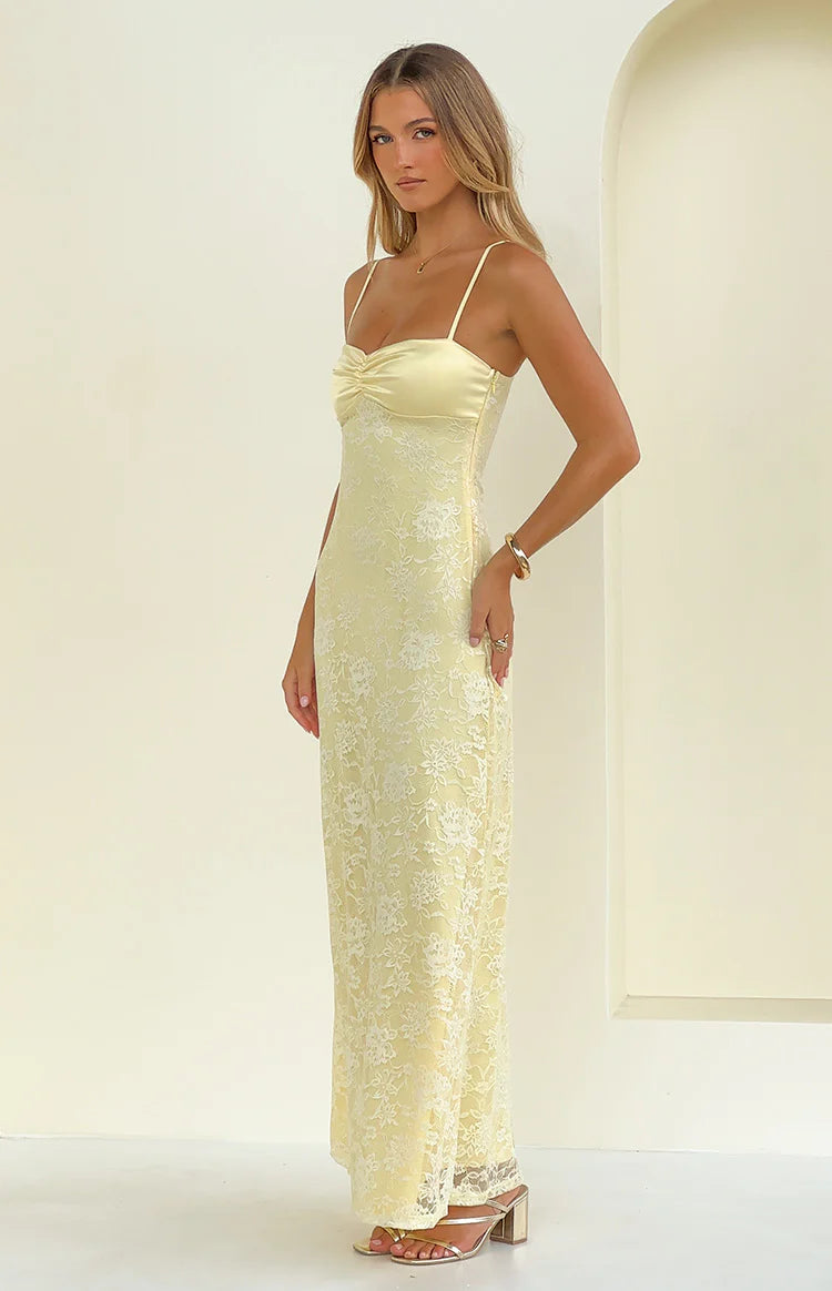 Ely Yellow Lace Maxi Formal Dress - US 4 | Beginning Boutique Exclusive Ely Yellow Lace Maxi Formal Dress - US 4 | Beginning Boutique Exclusive