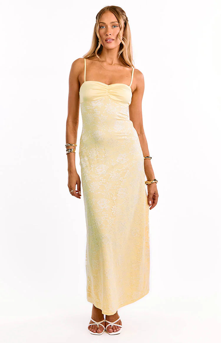 Ely Yellow Lace Maxi Formal Dress - Pre Order - US 2