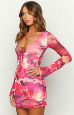 Emalie Pink Long Sleeve  Mini Dress Image