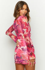 Emalie Pink Long Sleeve  Mini Dress Image