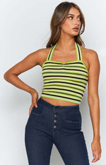 Enforcer Striped Halter Top Yellow Image