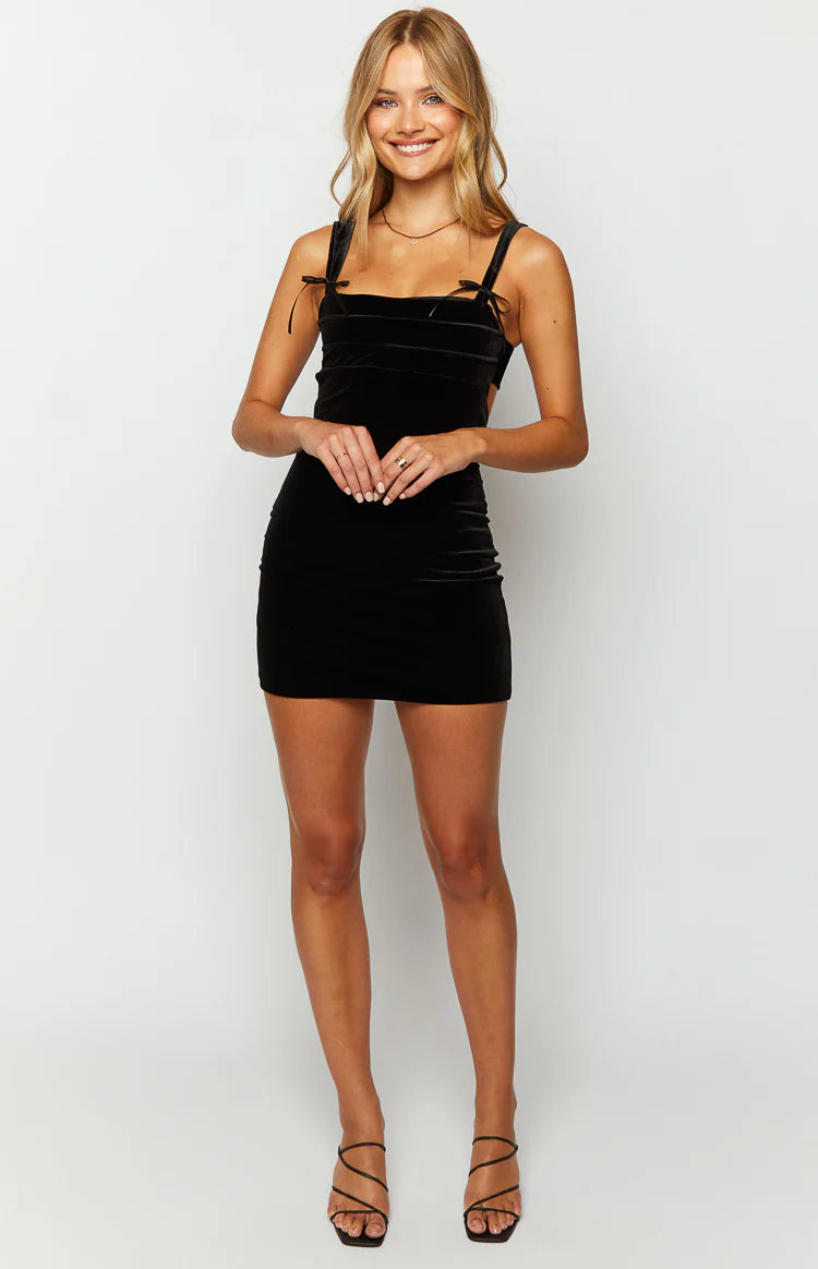 Erica Black Velvet Mini Dress | Beginning Boutique US Erica Black Velvet Mini Dress | Beginning Boutique US
