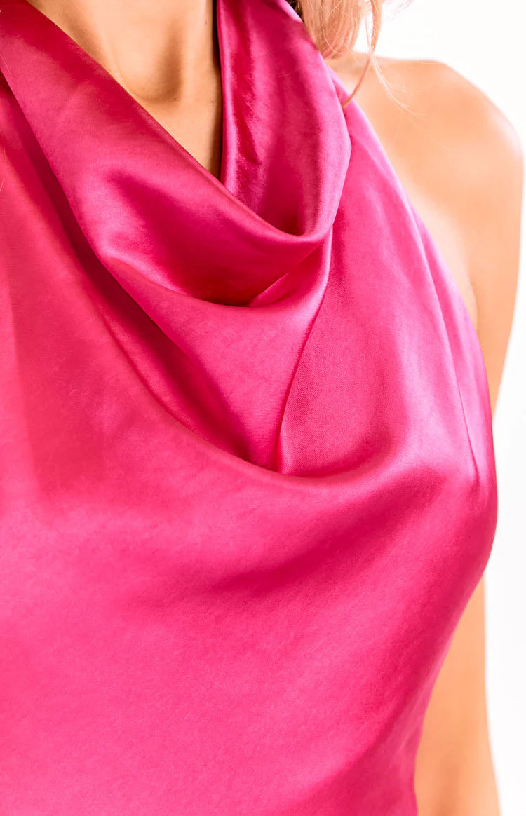 Estelle Hot Pink Cowl Neck Party Mini Dress - US 0 | Beginning Boutique Exclusive Estelle Hot Pink Cowl Neck Party Mini Dress - US 0 | Beginning Boutique Exclusive