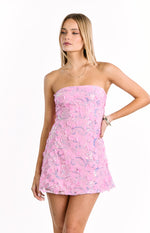 Eva Pink Sequin Strapless Mini Dress Image