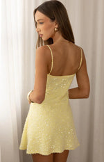 Evani Yellow Sequin Party Mini Dress