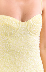 Evani Yellow Sequin Party Mini Dress Image
