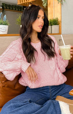 Everlea Pink Cable Knit Sweater Image