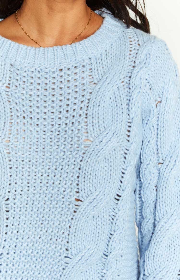 Everlea Blue Cable Knit Sweater Image