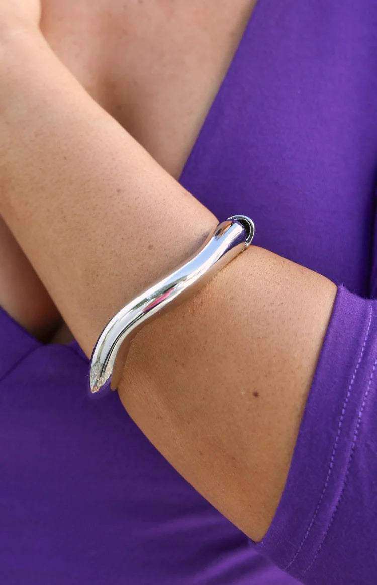 Fable Silver Wavy Cuff Bracelet
