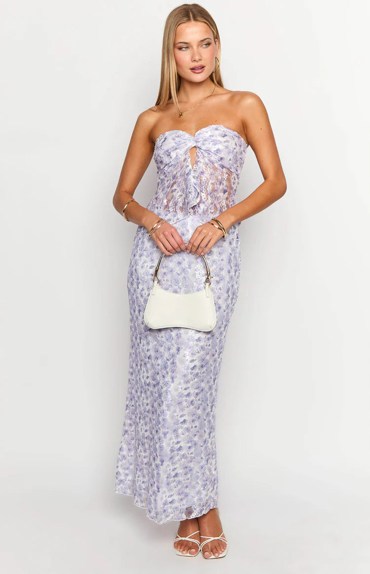 Faint Purple Lace Strapless Top