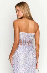 Faint Purple Lace Strapless Top