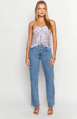 Faint Purple Lace Strapless Top