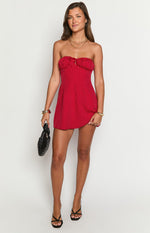 Faith Red Polka Dot Strapless Mini Dress Image