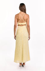 Fallon Yellow Sequin Cut Out Formal Maxi Dress