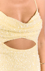 Fallon Yellow Sequin Cut Out Formal Maxi Dress