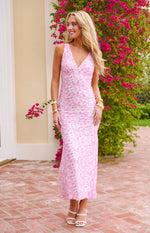 Farida Pink Lace Maxi Dress
