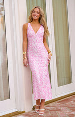 Farida Pink Lace Maxi Dress Image