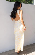 Farida Yellow Lace Maxi Dress