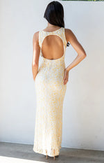 Farida Yellow Lace Maxi Dress