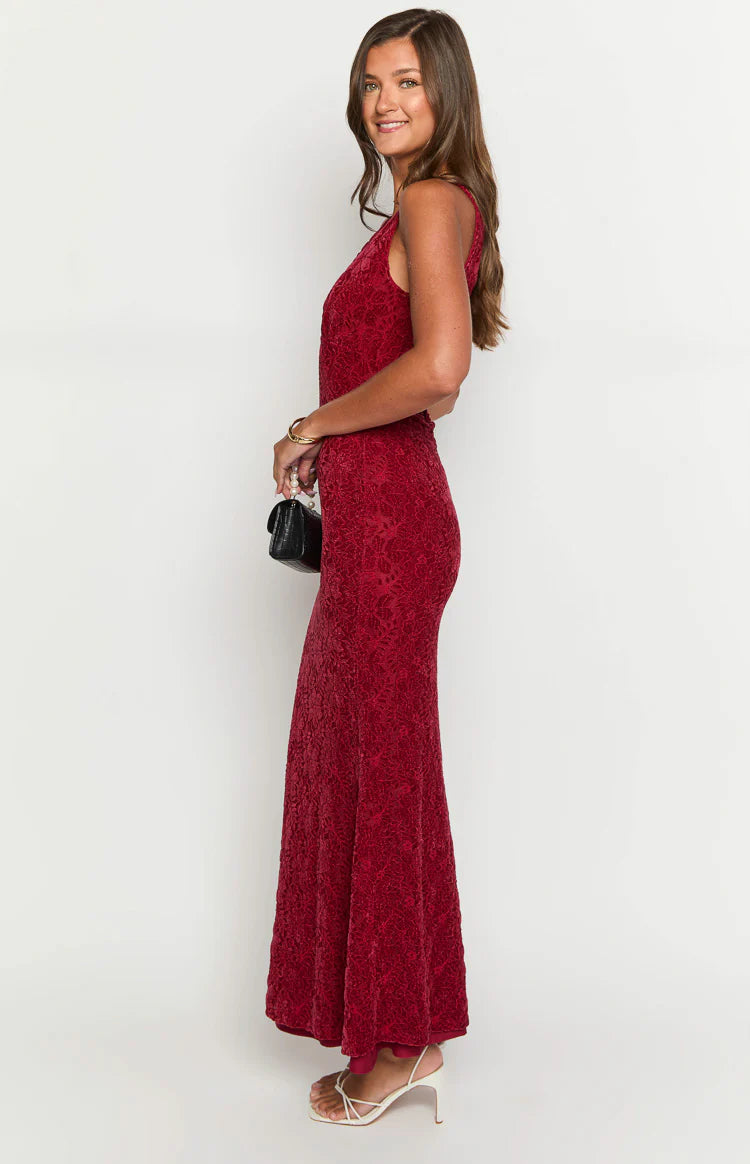 Farida Red Lace Maxi Dress - US 10 | Beginning Boutique Exclusive Farida Red Lace Maxi Dress - US 10 | Beginning Boutique Exclusive