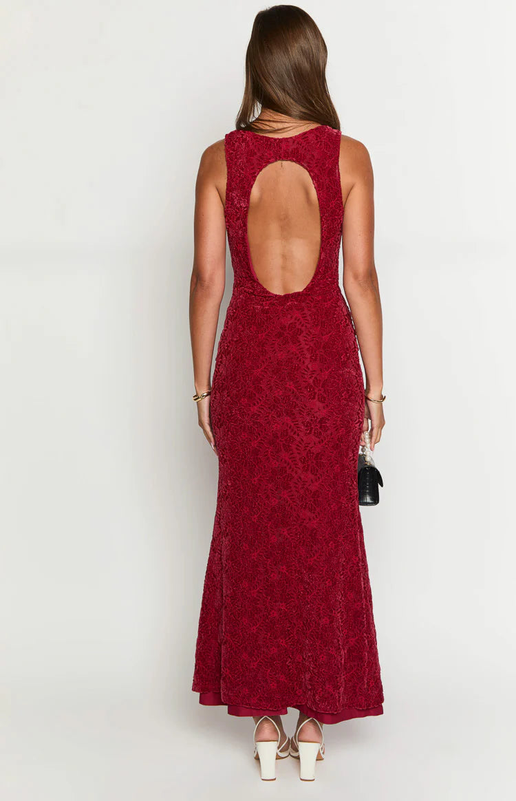 Farida Red Lace Maxi Dress - US 10 | Beginning Boutique Exclusive Farida Red Lace Maxi Dress - US 10 | Beginning Boutique Exclusive