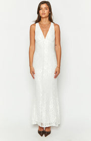 Farida White Lace Maxi Dress