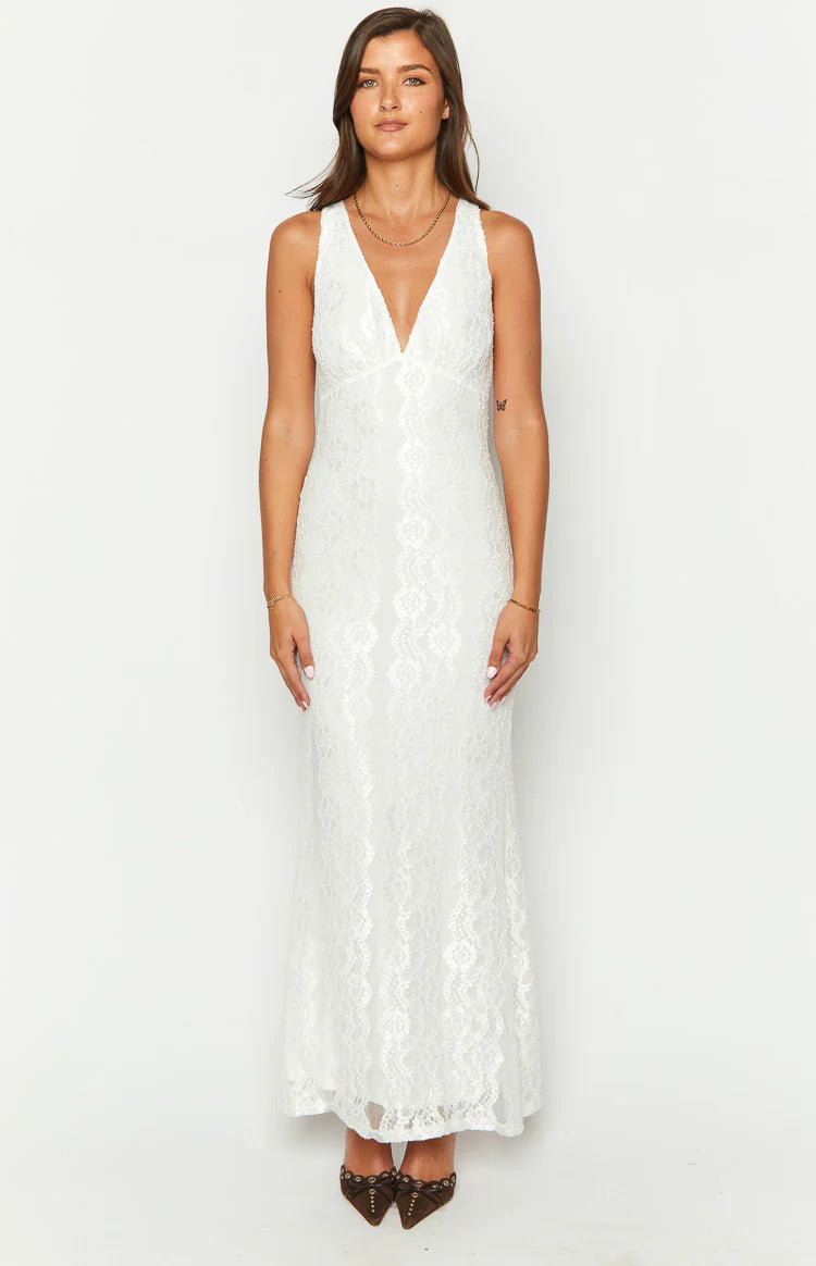 Farida White Lace Maxi Dress | Beginning Boutique US Farida White Lace Maxi Dress | Beginning Boutique US
