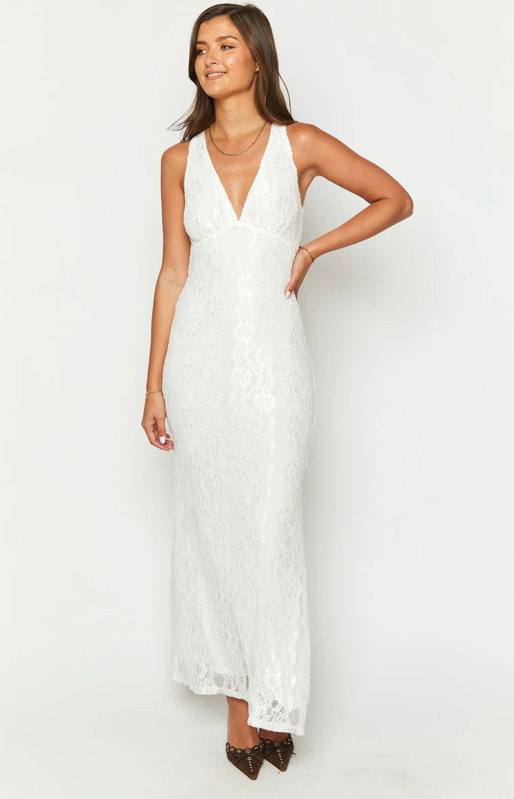 Farida White Lace Maxi Dress - US 14 | Beginning Boutique Exclusive Farida White Lace Maxi Dress - US 14 | Beginning Boutique Exclusive