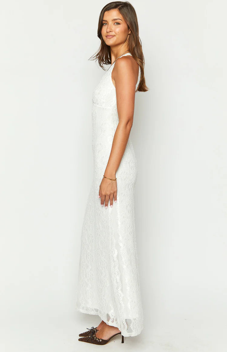Farida White Lace Maxi Dress - US 14 | Beginning Boutique Exclusive Farida White Lace Maxi Dress - US 14 | Beginning Boutique Exclusive