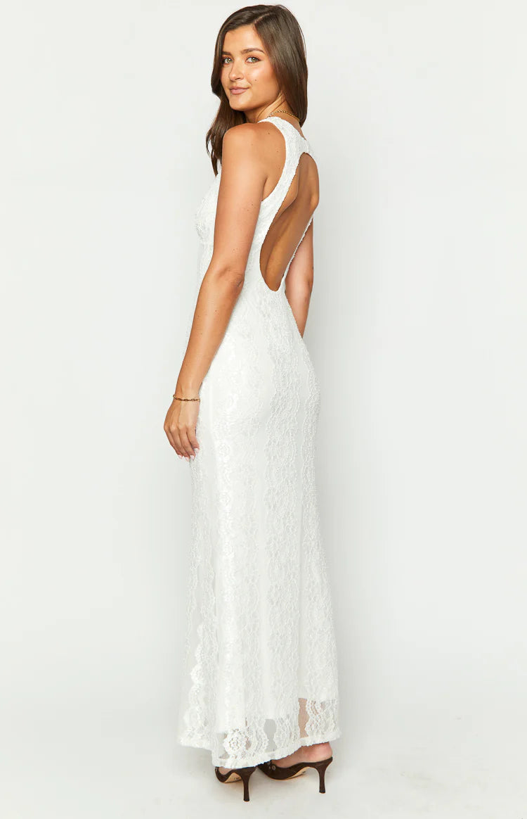 Farida White Lace Maxi Dress - US 14 | Beginning Boutique Exclusive Farida White Lace Maxi Dress - US 14 | Beginning Boutique Exclusive