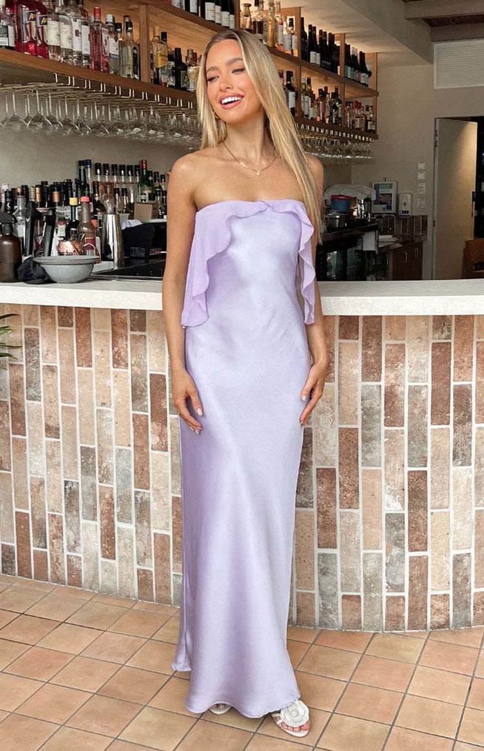 chinese dress ladies Embellished Bandeau Ruffle Maxi Dress in Plum - 6 main image 0