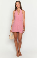 Felix Red Gingham Halter Mini Dress Image