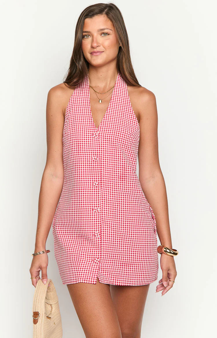 red gingham dress halter Vero Moda - Halter Maxi Dress - Women - Polyester - M