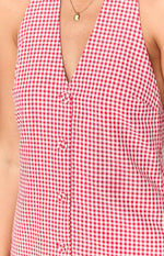 Felix Red Gingham Halter Mini Dress Image
