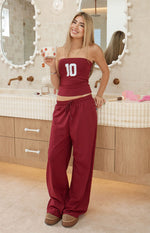 Flo Burgundy Wide Leg Pants Image