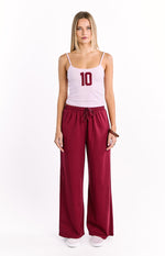 Flo Burgundy Wide Leg Pants Image