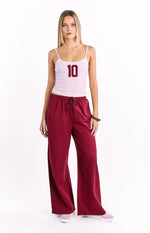 Flo Burgundy Wide Leg Pants Image