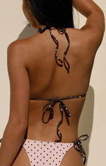 Florida Pink Polka Dot Triangle Bikini Top