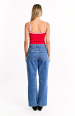 Florrie Red Pink Contrast Knit Top Image