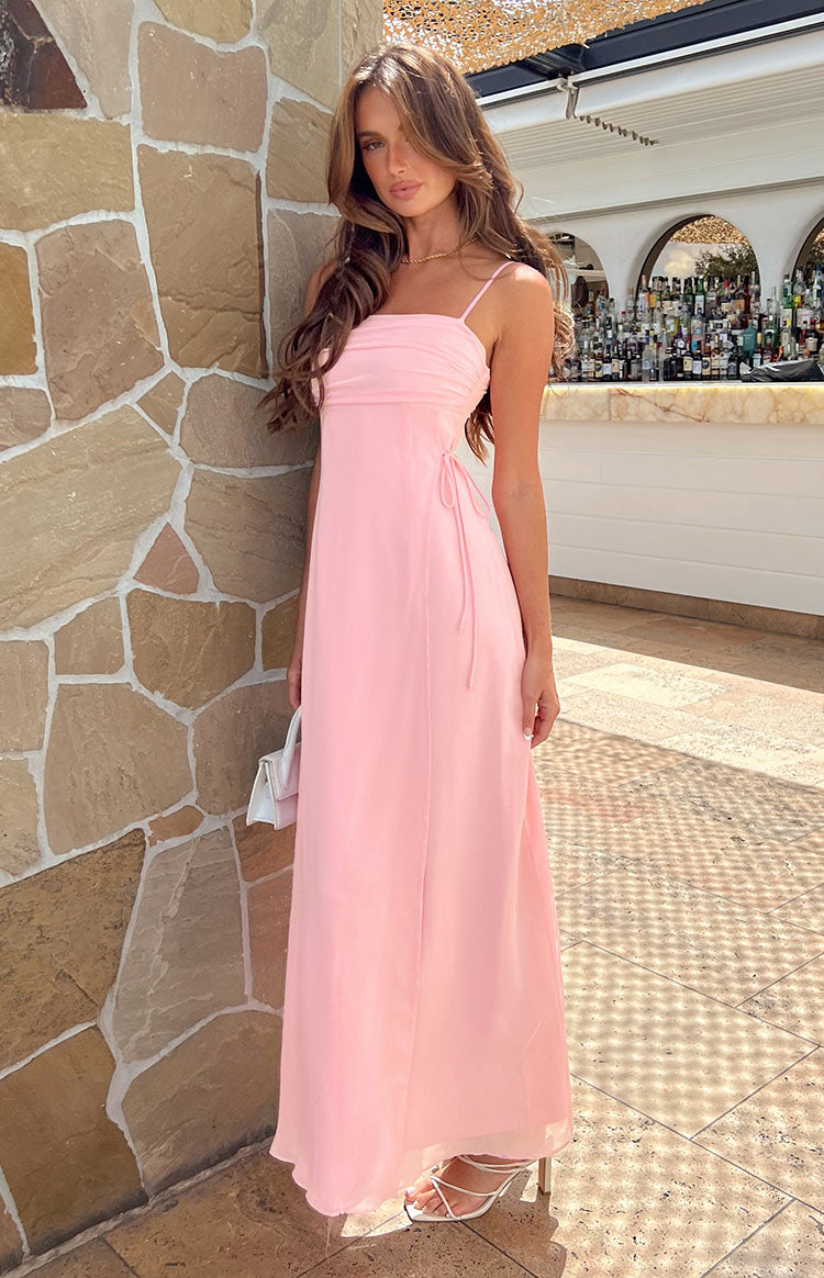 Flossie Pink Sleeveless Prom Dress Image