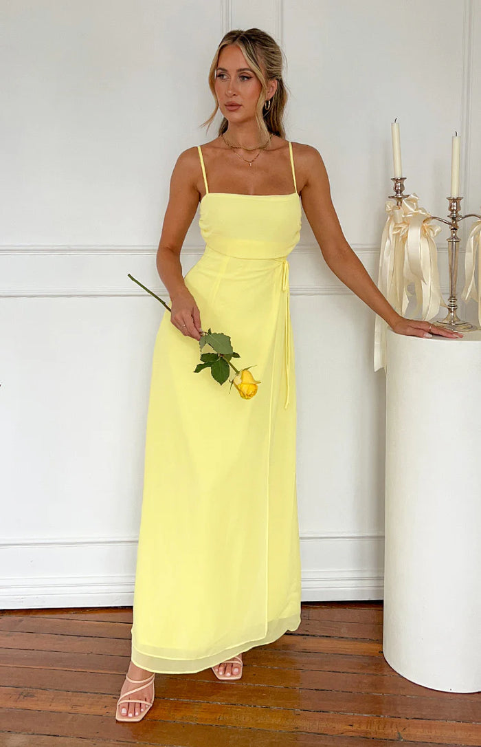 Flossie Yellow Maxi Sleeveless Dress - US 8