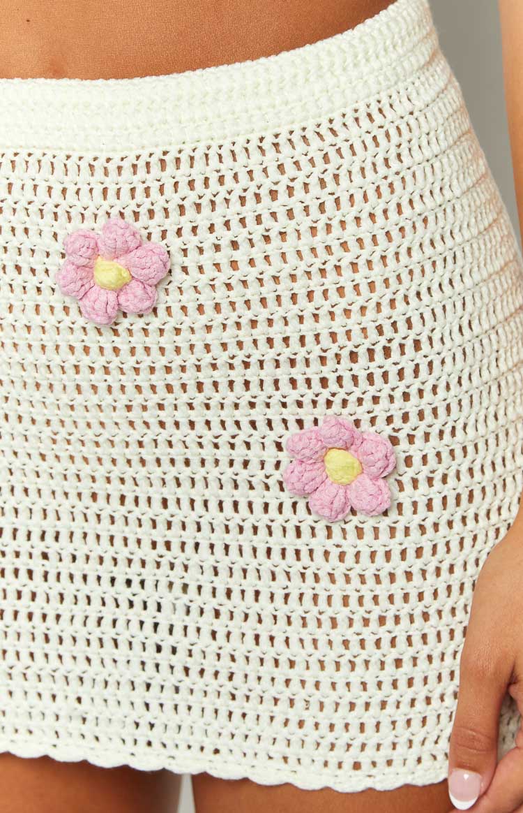 Flower Power White Mini Skirt Image